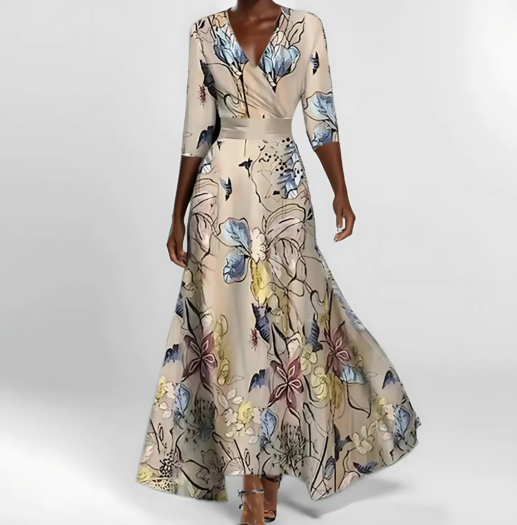 Helena™ | Elegant Blommaxiklänning