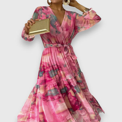 Aurora™ | Akvarellmönstrad Maxiklänning