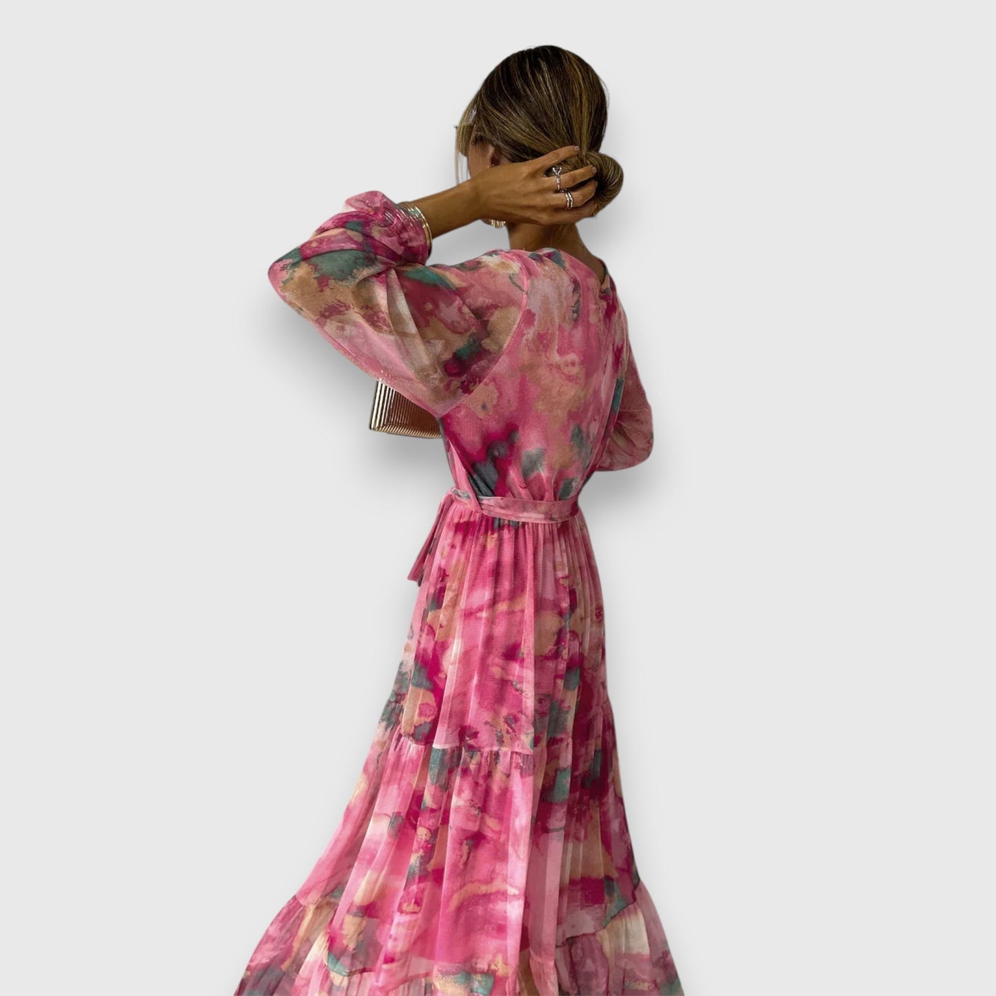 Aurora™ | Akvarellmönstrad Maxiklänning