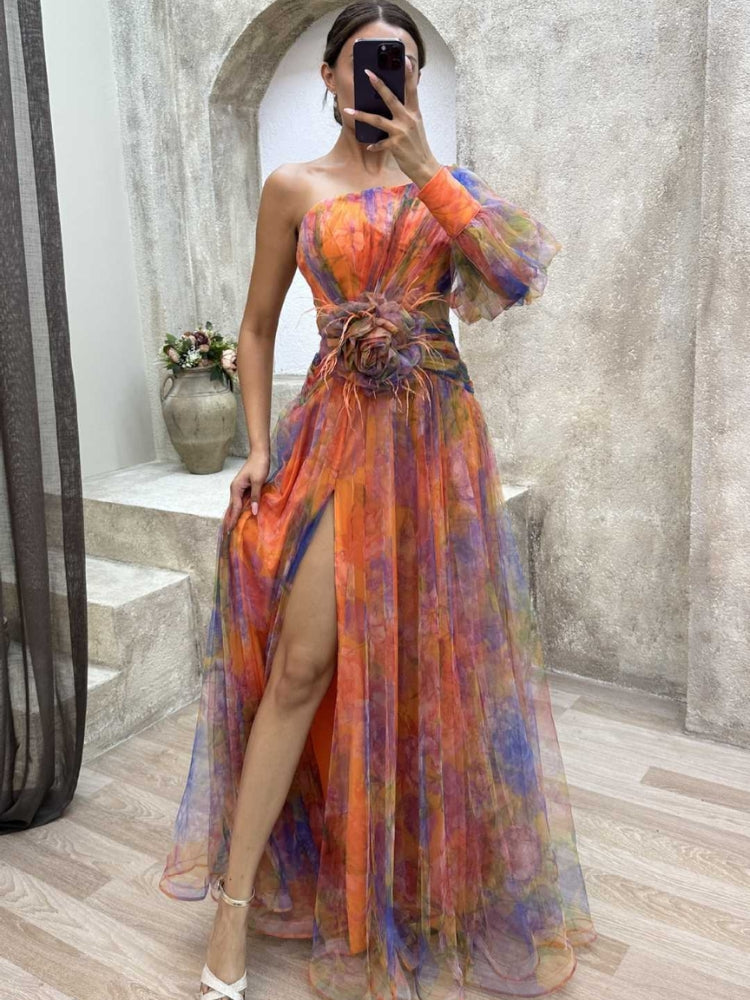 Kayla™ | Asymmetrisk Maxiklänning med Blommönster