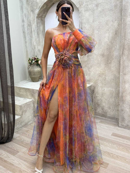 Kayla™ | Asymmetrisk Maxiklänning med Blommönster