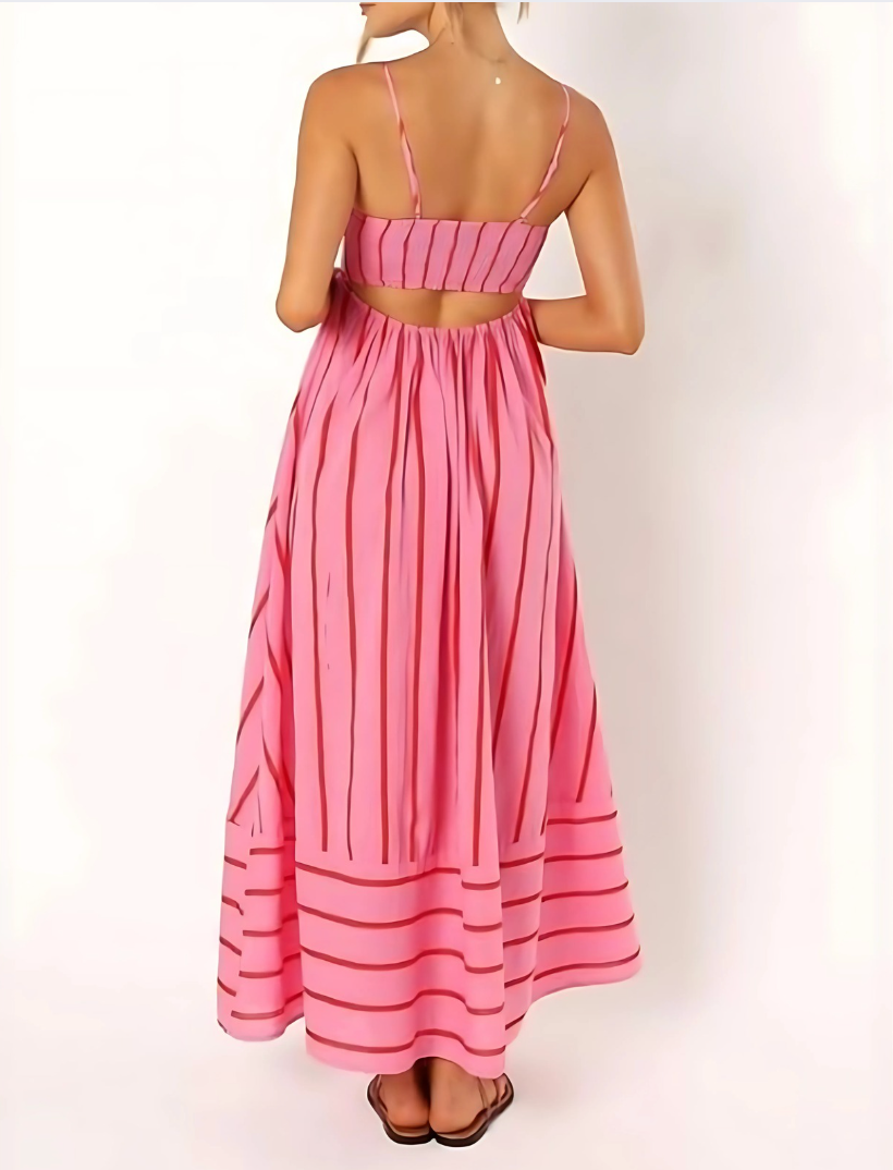 Sommara™ | Randig Rosa Maxiklänning