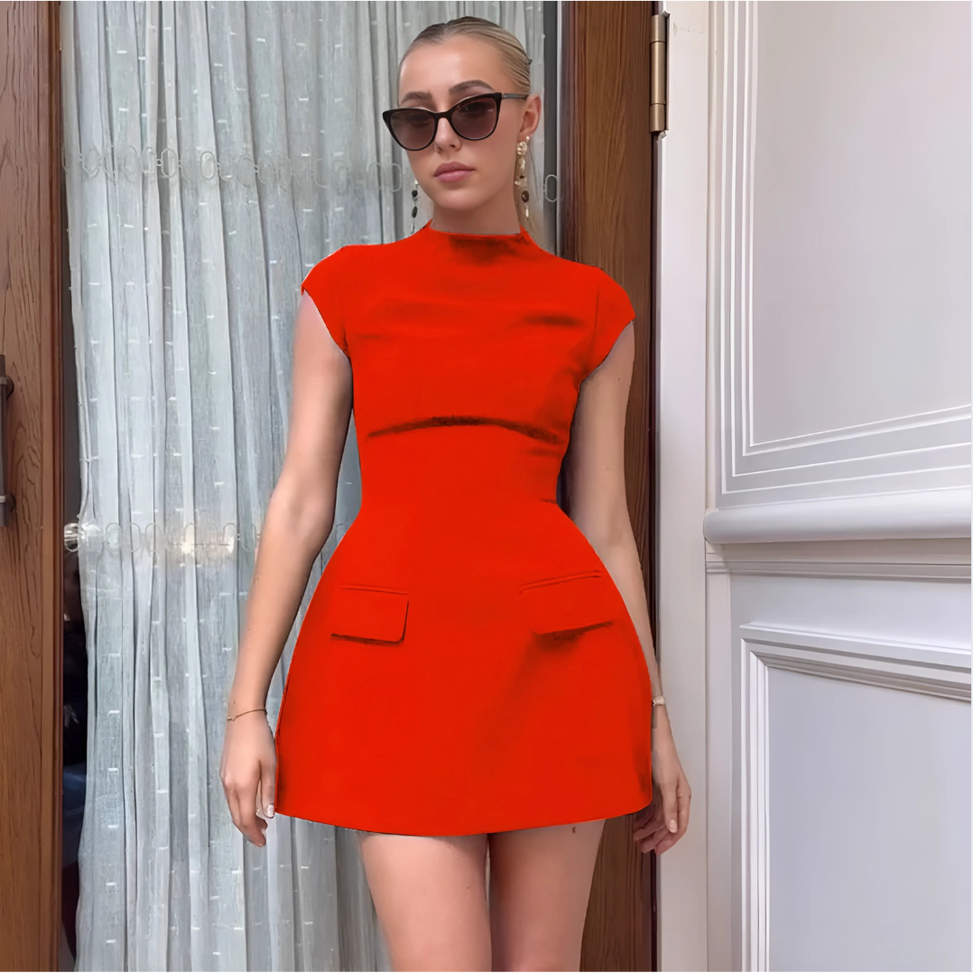 Stina™ | Somrig Miniklänning med Kort Ärm