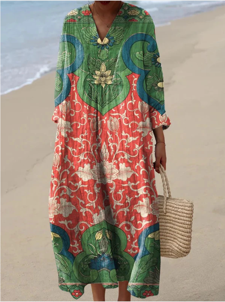 Solveig™ – Livfull Maxiklänning i Handknuten Patchwork