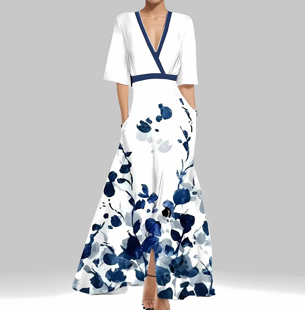 Helena™ | Elegant Blom­maxiklänning